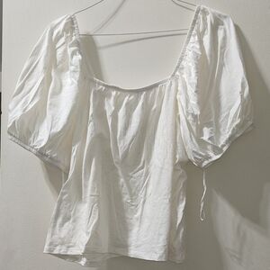 Old Navy White Square Scoop Puff-Sleeve Blouse